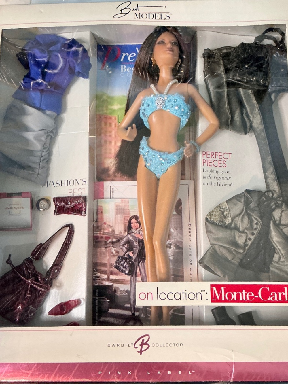 Barbie Best Model's On Location Monte Carlo Pink Label Box COA